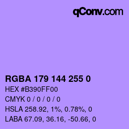 Farbcode: RGBA 179 144 255 0 | qconv.com