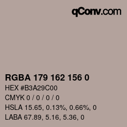 Color code: RGBA 179 162 156 0 | qconv.com