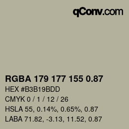 Farbcode: RGBA 179 177 155 0.87 | qconv.com