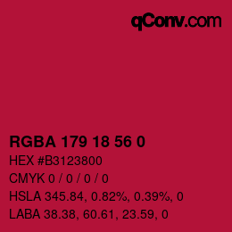Color code: RGBA 179 18 56 0 | qconv.com