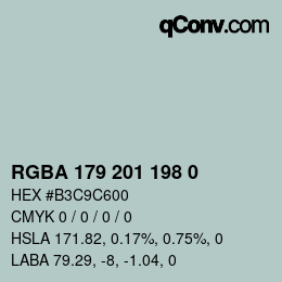 Color code: RGBA 179 201 198 0 | qconv.com