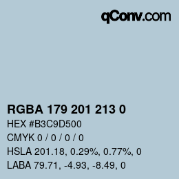 Color code: RGBA 179 201 213 0 | qconv.com