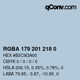 Color code: RGBA 179 201 218 0 | qconv.com