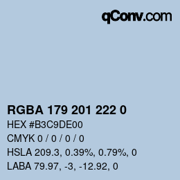 Color code: RGBA 179 201 222 0 | qconv.com