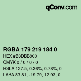 Farbcode: RGBA 179 219 184 0 | qconv.com