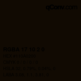 Color code: RGBA 17 10 2 0 | qconv.com