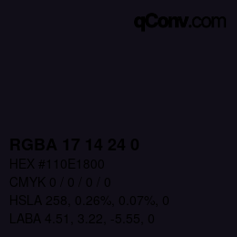 Farbcode: RGBA 17 14 24 0 | qconv.com