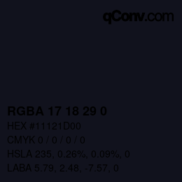 Farbcode: RGBA 17 18 29 0 | qconv.com