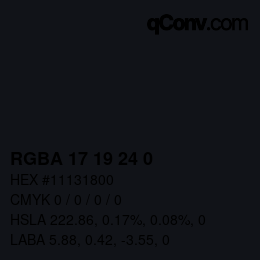 Color code: RGBA 17 19 24 0 | qconv.com
