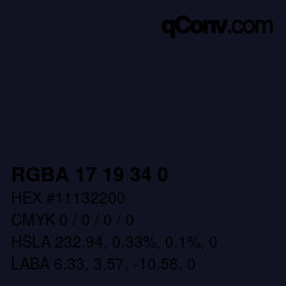 Color code: RGBA 17 19 34 0 | qconv.com