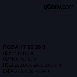 Color code: RGBA 17 20 28 0 | qconv.com