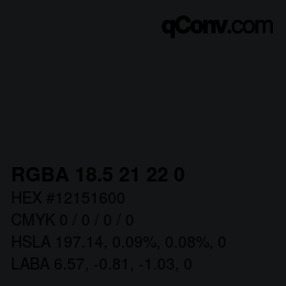 Color code: RGBA 18.5 21 22 0 | qconv.com