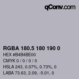 Color code: RGBA 180.5 180 190 0 | qconv.com
