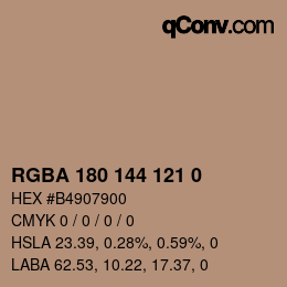 Farbcode: RGBA 180 144 121 0 | qconv.com