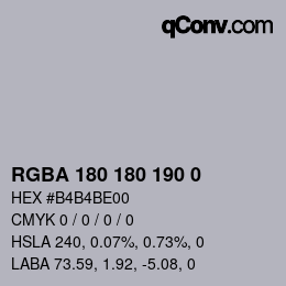 Color code: RGBA 180 180 190 0 | qconv.com