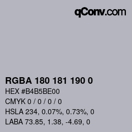Color code: RGBA 180 181 190 0 | qconv.com