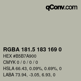 Color code: RGBA 181.5 183 169 0 | qconv.com