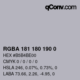 颜色代码: RGBA 181 180 190 0 | qconv.com