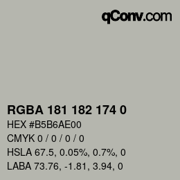 Code couleur: RGBA 181 182 174 0 | qconv.com