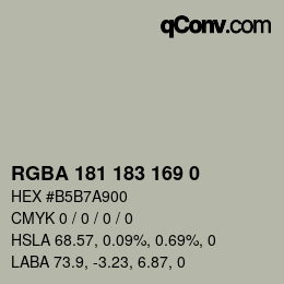 Color code: RGBA 181 183 169 0 | qconv.com