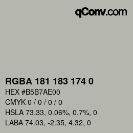 Color code: RGBA 181 183 174 0 | qconv.com