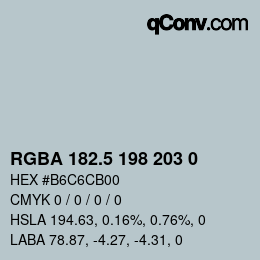 Farbcode: RGBA 182.5 198 203 0 | qconv.com