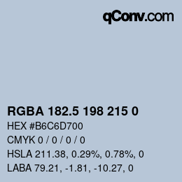 Código de color: RGBA 182.5 198 215 0 | qconv.com