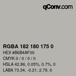 Color code: RGBA 182 180 175 0 | qconv.com