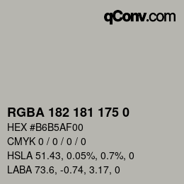 Color code: RGBA 182 181 175 0 | qconv.com