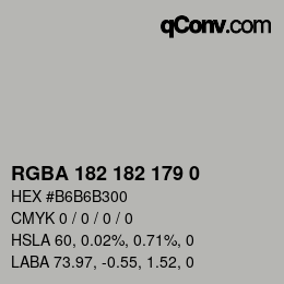 Color code: RGBA 182 182 179 0 | qconv.com