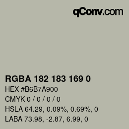 Color code: RGBA 182 183 169 0 | qconv.com