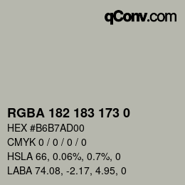 Color code: RGBA 182 183 173 0 | qconv.com