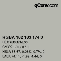 カラーコード: RGBA 182 183 174 0 | qconv.com