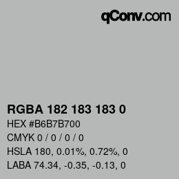 Color code: RGBA 182 183 183 0 | qconv.com