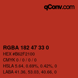 Color code: RGBA 182 47 33 0 | qconv.com