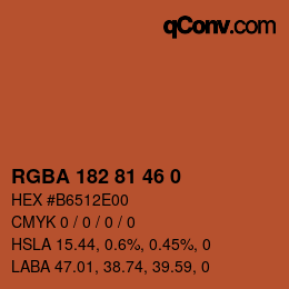 Color code: RGBA 182 81 46 0 | qconv.com