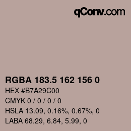 カラーコード: RGBA 183.5 162 156 0 | qconv.com