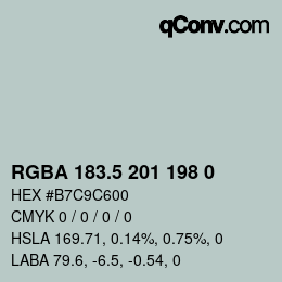 颜色代码: RGBA 183.5 201 198 0 | qconv.com