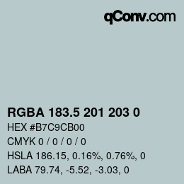 Color code: RGBA 183.5 201 203 0 | qconv.com