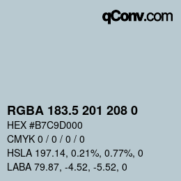 Color code: RGBA 183.5 201 208 0 | qconv.com