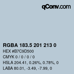 Color code: RGBA 183.5 201 213 0 | qconv.com