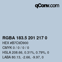 Código de color: RGBA 183.5 201 217 0 | qconv.com