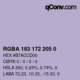 Color code: RGBA 183 172 205 0 | qconv.com