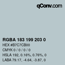Color code: RGBA 183 199 203 0 | qconv.com