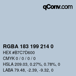 Color code: RGBA 183 199 214 0 | qconv.com
