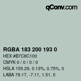 Color code: RGBA 183 200 193 0 | qconv.com