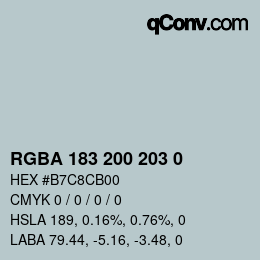 Color code: RGBA 183 200 203 0 | qconv.com
