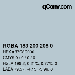 カラーコード: RGBA 183 200 208 0 | qconv.com