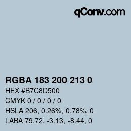 Color code: RGBA 183 200 213 0 | qconv.com