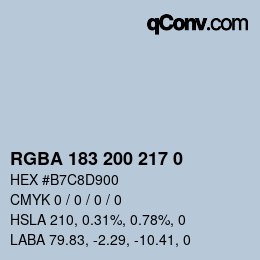 Color code: RGBA 183 200 217 0 | qconv.com